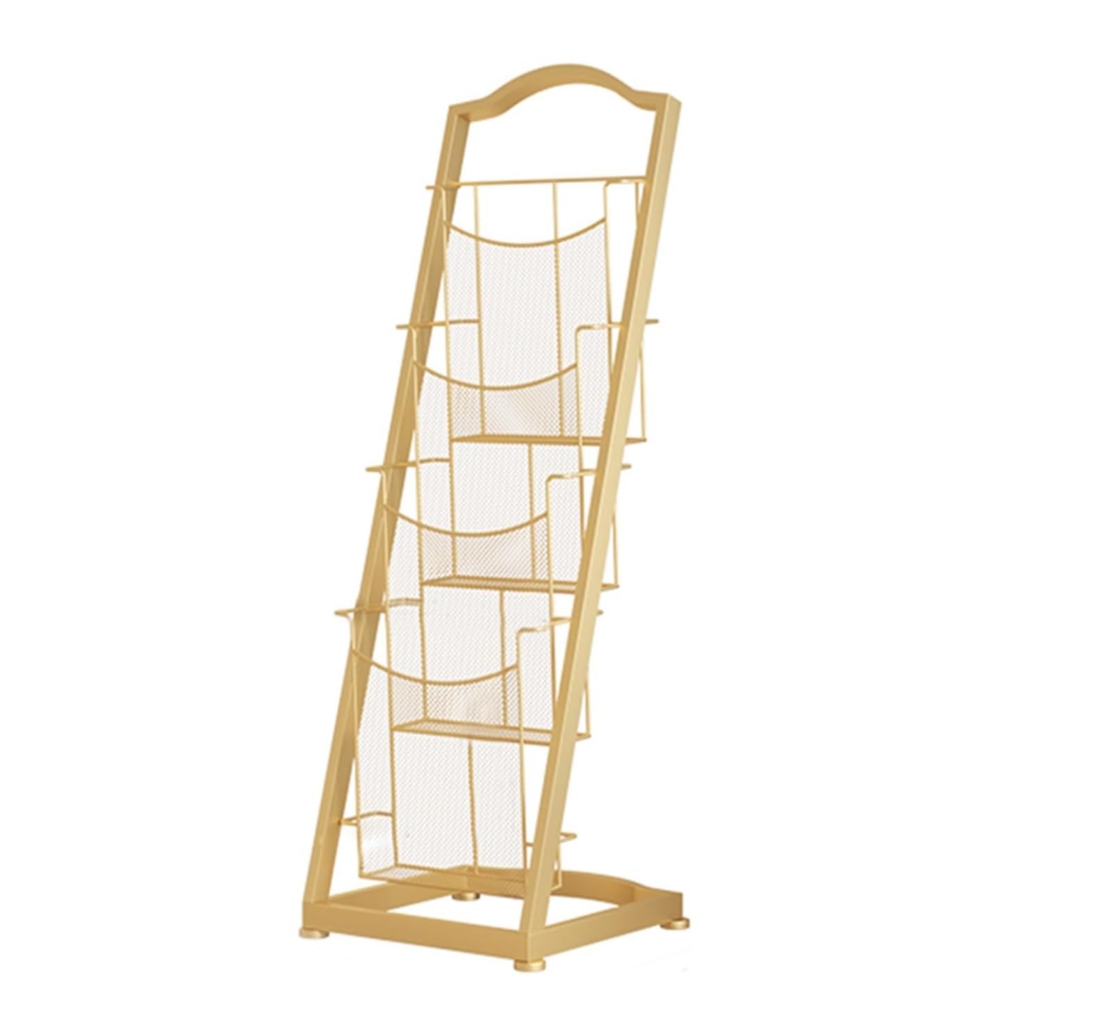 Ptasccne Metal Magazine Rack Floor Standing Magazines Holder with 4 Pockets for Bank Hall Lobby Library School magazine rack