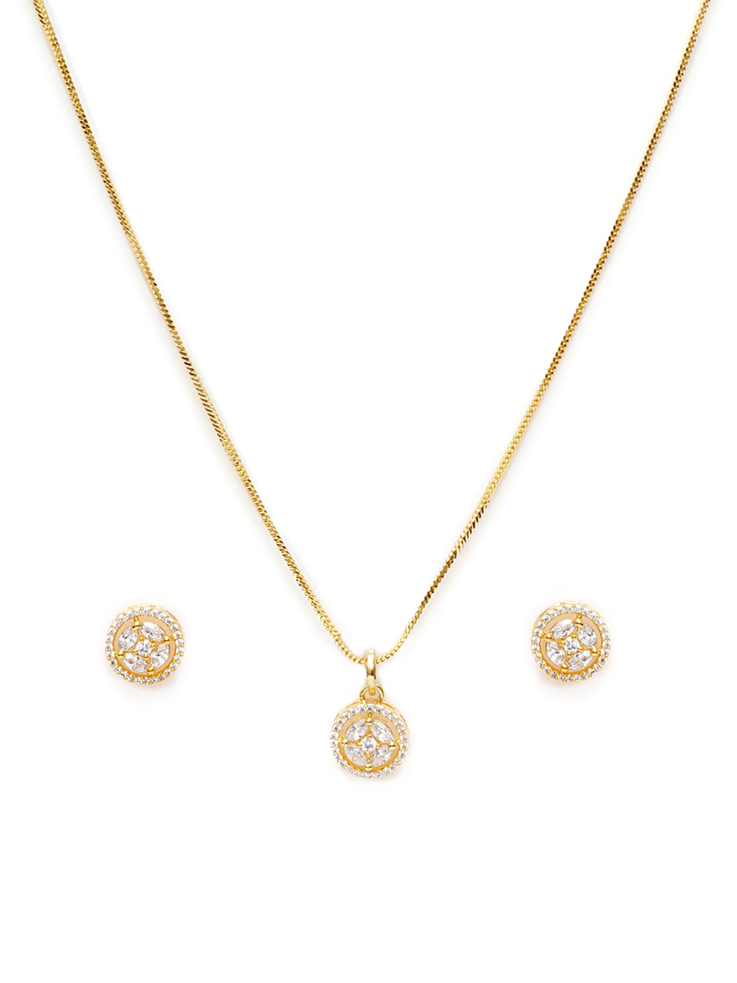 Mali Fionna AD Stone Pendant with earrings set for Women and Girls (Gold) (B0CWLDK1L9) Amazon Price History, Amazon Price Tracker