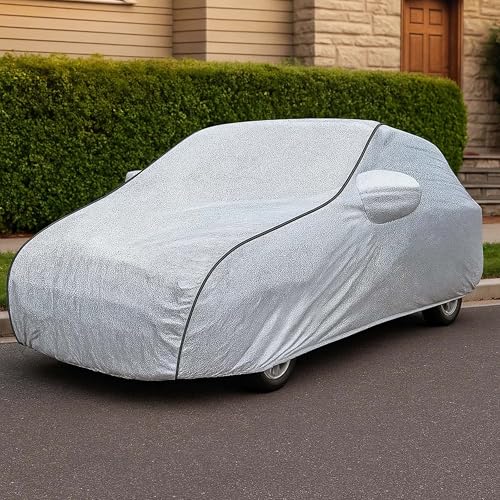Image of Sulfar 100% Waterproof Car Body Cover Compatible with Mirror for Hyundai Aura (Triple Stitched, Full Bottom Elastic, Magic Silver with Black Piping)