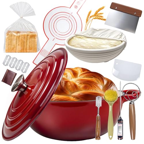 5QT Enameled Cast Iron Dutch Oven for Bread & Multi-Cooking