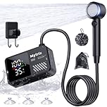 Mytrix Portable Shower for Camping, Powerful 10L/Min Water Flow, Rechargeable Shower Pump with Bath Sponge, 4 Spray Modes, IPX8 Waterproof, 7800mAh Battery, Ideal for Hiking, Car Wash, Pet, Black