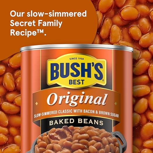 Image of BUSH'S BEST 16 oz Canned Original Baked Beans, Source of Plant Based Protein and Fiber, Low Fat, Gluten Free, (Pack of 4)