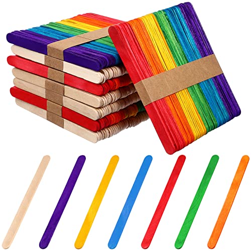 EXCEART 400Pcs Colorful Craft Sticks,Natural Wood Craft Sticks, Wooden Ice Pop,Ice Cream Sticks - Image 2