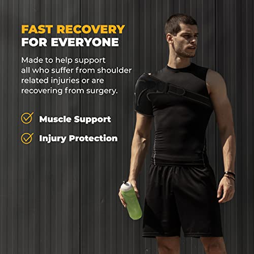 Copperjoint Shoulder Brace - Rotator Cuff Support Brace - One Size Fits All - Shoulder Support For Men And Women - Adjustable Fit Sleeve Wrap For Shoulder Pain Relief #TOP4