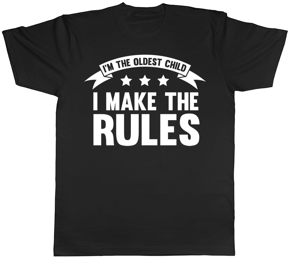 Shopagift I'm the Oldest Child, I Make the Rules Funny Mens Short Sleeve T-Shirt Black