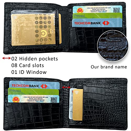 Image of HATA Men Leather Bifold Wallet RFID Blocking Front Pocket Exotic Billfold Handmade Gift For Birthday Wedding Anniversary Father's Day
