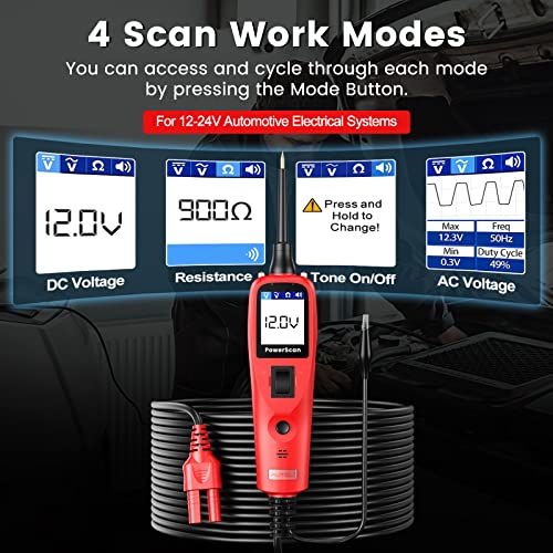 Autel® Powerscan Ps100 Power Circuit Probe Tester, Automotive 12V 24V Electrical Car System Diagnostic Circuit Tester, Ac Dc Resistance Voltage, Short Finder, Continuity/Probe/Signal Test #TOP2