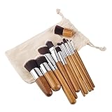 Abelyn Bamboo Makeup Brushes Set 11Pcs Tools Ultra Soft Synthetic Hair Brush Kit for Eyeshadow Blush Foundation Makeup