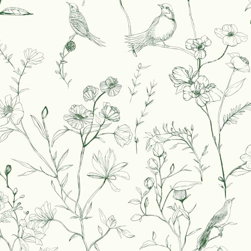 CiCiwind Papel pintado autoadhesivo 44 cm × 10 m Beige Verde Flores Muebles Película Impermeable Vinilo Adhesivo Espesar Flores Papel Pintado Salón Dormitorio Papel pintado autoadhesivo Pared