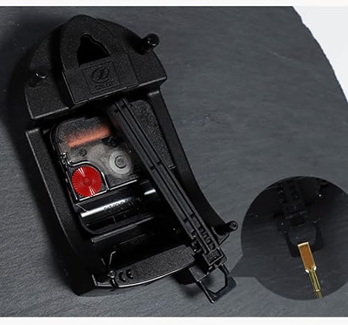 Miniatura 4 de LETREM Reloj de pared con péndulo funciona con pilas, reloj negro silencioso de 12 pulgadas montado en la pared, reloj redondo de piedra, funciona