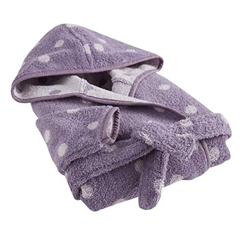 etérea Himmlische Qualität timitama Timitama Kinder Baby Bademantel Morgenmantel für Jungs und Mädchen, Langer Kapuzen Bademantel mit Tasche und Violett Grau Punkte Muster - Größe 126 cm (7-8 Jahre) Cover