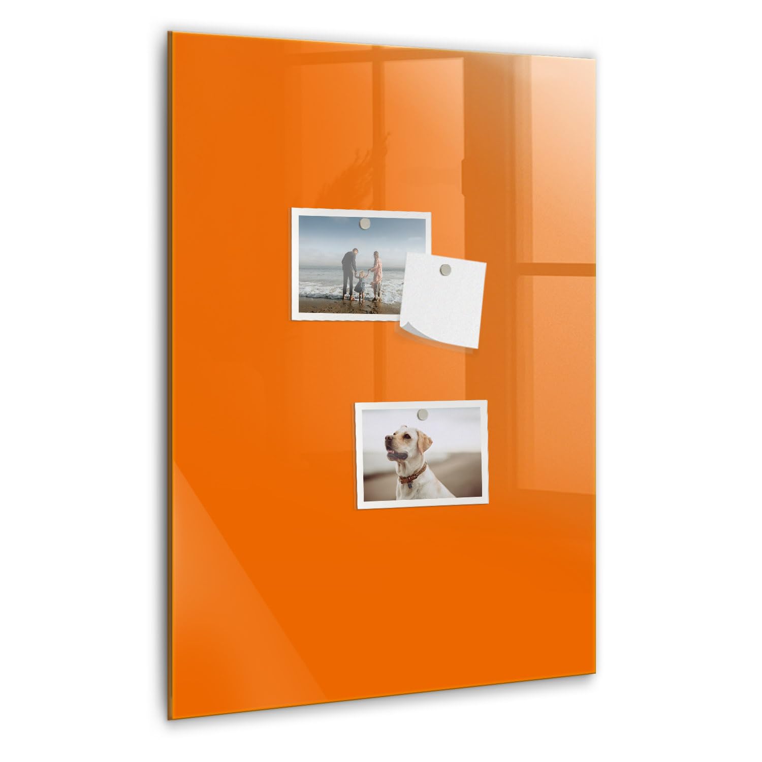 Magnettafel aus gehärtetem Glas mit Zubehör | 5 Neodym-Magnete, Marker, Schwamm | Hochwertige Schreiboberfläche | Ideal für Notizen, Fotos & To-Dos- 40x60cm - Orange Farbe
