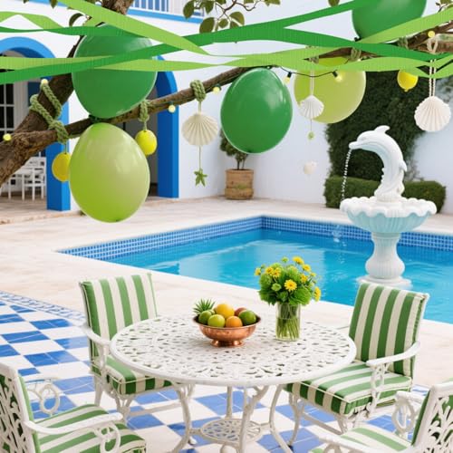 Image of 4 Crepe Paper Streamers Rolls, 328ft Pack of Green and Light Green Crepe Paper for Birthday Wedding Engagement Holidays Home Decor St. Patricks Day Decoration (1.8 inch x 82 ft /Roll)