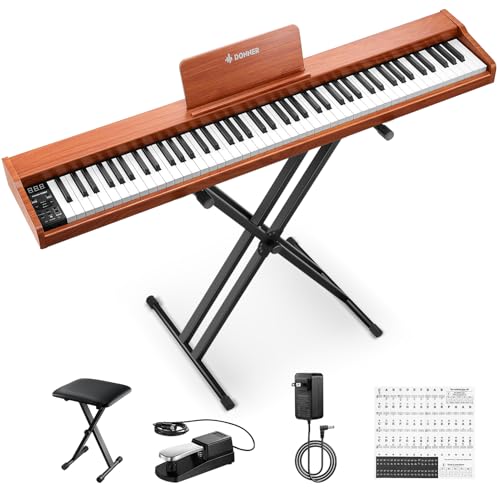 Image of Donner Piano Keyboard 88 Keys, Beginner Digital Piano with 88 Key Velocity-Sensitive Keyboard with X-Style Piano Bench