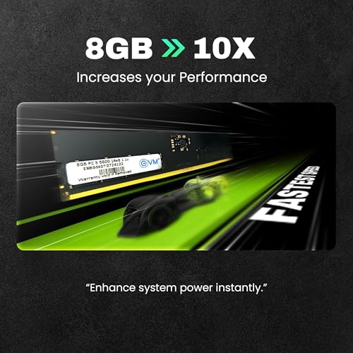 Image of EVM 8GB 5600 MHz High-Performance DDR5 Desktop RAM, Ultra-Fast Memory Upgrade, 288-Pin Long DIMM, 10-Year Warranty (EVMT8G5600U88P)