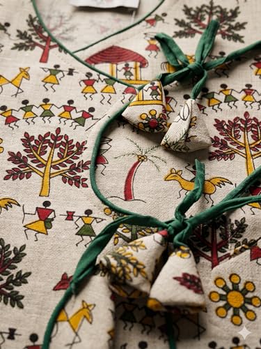 Image of A.T.U.N. (ALL THINGS UBER NICE) Baby Boys Warli Print Dhoti Kurta Set | 100% Cotton Ethnic Wear Set with Soft Comfortable Fit | Traditional Festive Outfit for Infants