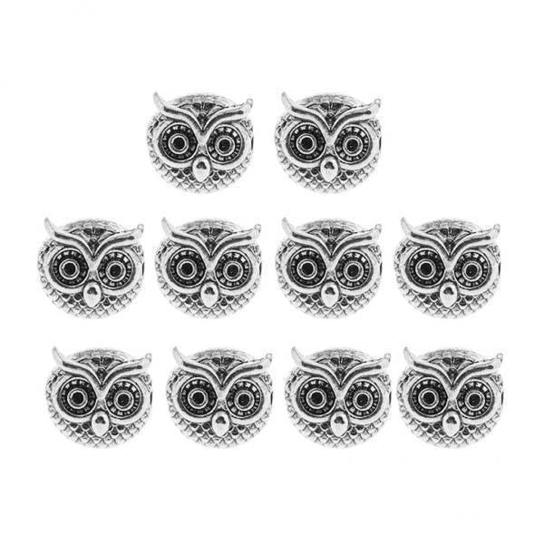 SNAPPSY 2x10 Pieces Metal Owl DIY Bracelet Connector Spacer Charm Beads Silver-image-45
