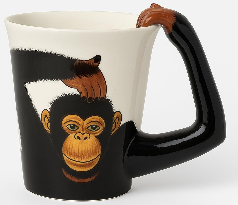 Monkey Coffee Mugs -Planter - Pen Holder – Ceramic Coffee Mug Fun Gift for Men & Women – Monkey Cups for Tea, Latte, Cappuccino & Cocoa