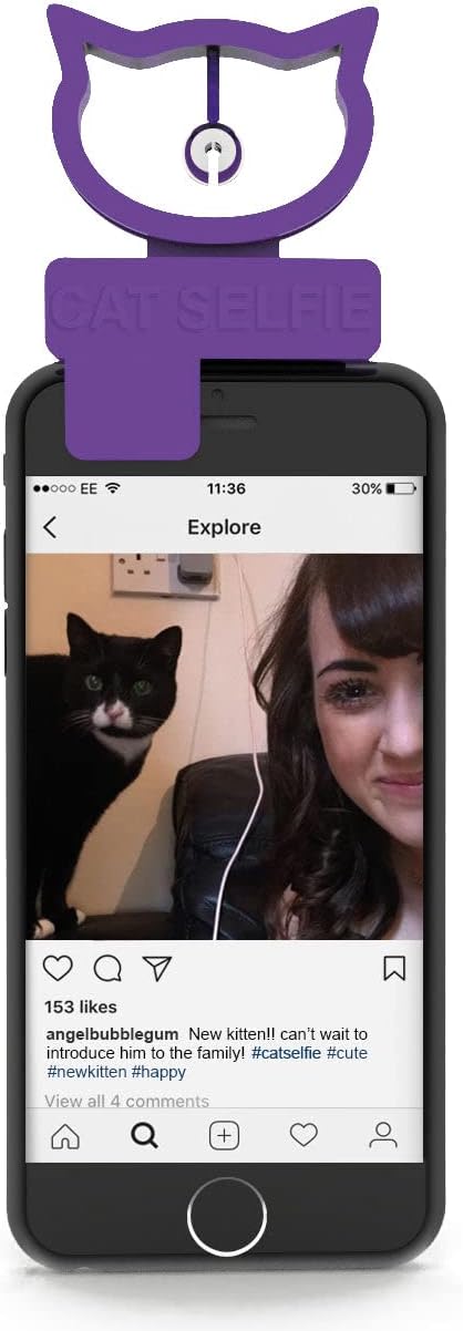Bubblegum Stuff Cat Selfie Cat Toy Mobile Phone Accessory - Mini Portable Attachment for Phone Camera to Take Pet Selfie - Compatible with Most Phones Including iPhone & Android