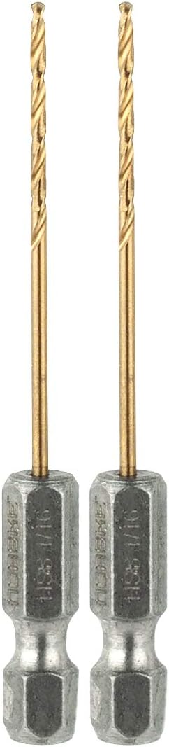 Norske Tools NIDBP202 Hex Shank Titanium Coated 3/32" Impact Drill Bit (2PC Pack)