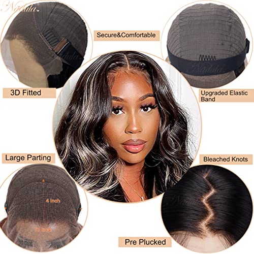 Nadula Chocolate Brown Blonde Body Wave 13X4 Lace Front Wigs Human Hair Transparent Lace Frontal Wig With Balayage Highlights Glueless Colored Wig Pre Plucked Natural Hairline 150% Density 22Inch #TOP3