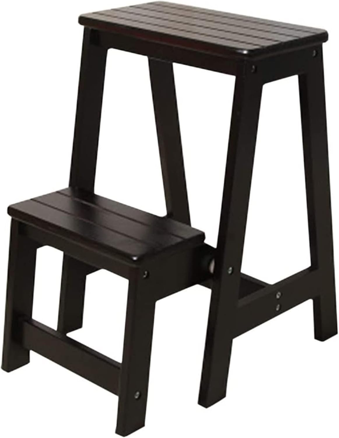 Wooden 2-Step Ladder, Non-Slip Multi-Function Library Bedroom Living Room Easy to Store Stairway Chair Folding Step Stool Stepladder (Color : A)