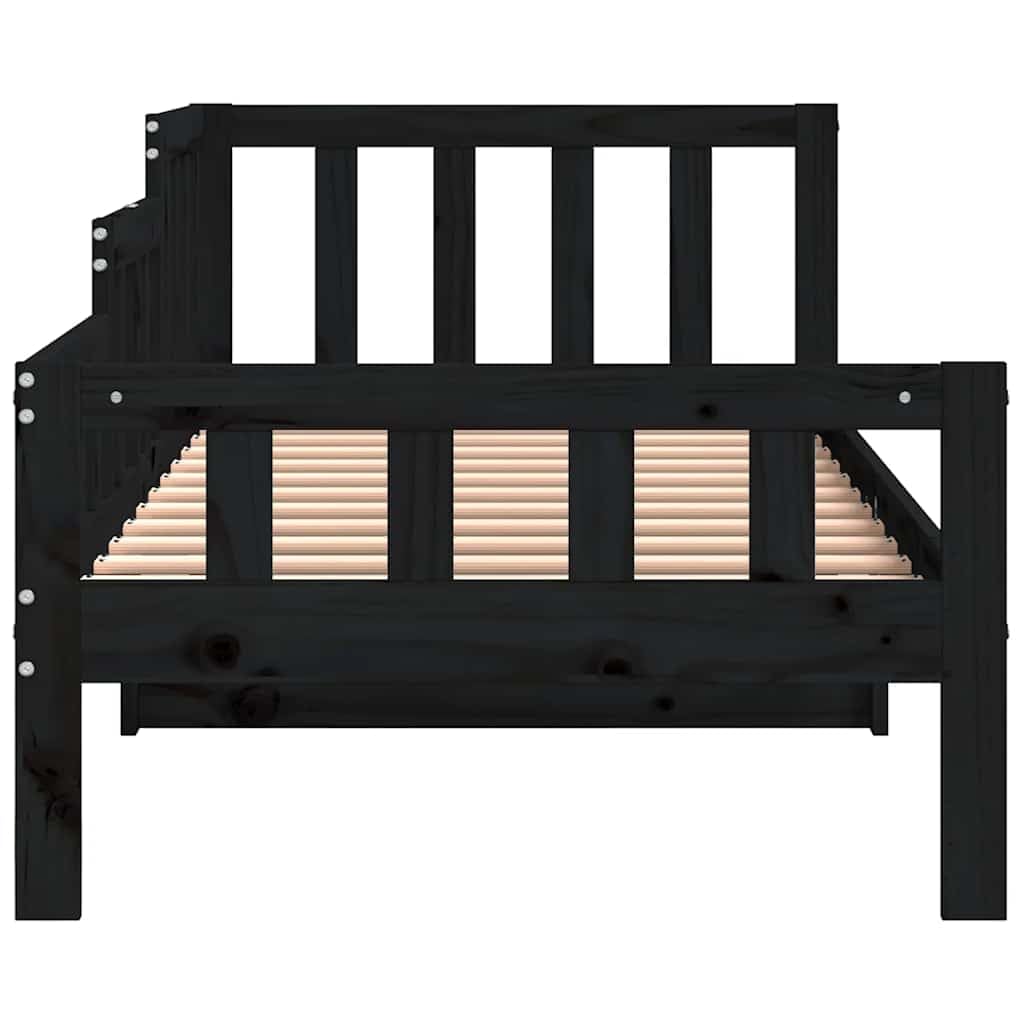Sofa rozkładana bez materaca z litego drewna sosnowego czarnego 80x200 cm