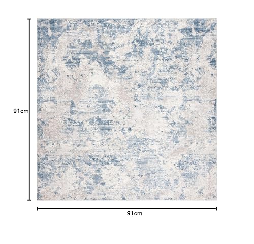 Safavieh Modern Rug for Living Room Dining Room, Bedroom - Amelia Collection, Short Pile, in Grey and Blue, 91 X 91 cm - Image 2