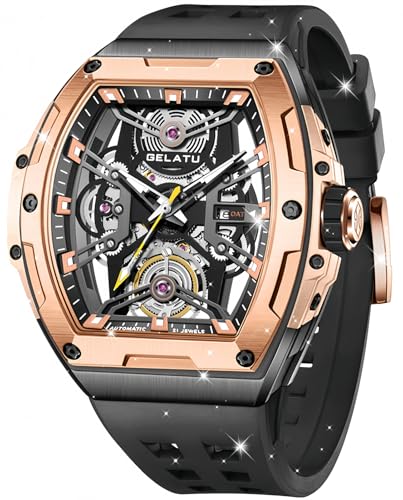 Image of OLEVS Men Automatic Sports Watch Original Skeleton Mechanical Self Winding Luxury Dress Sapphire Crystal Waterproof Wrist Watch for Men