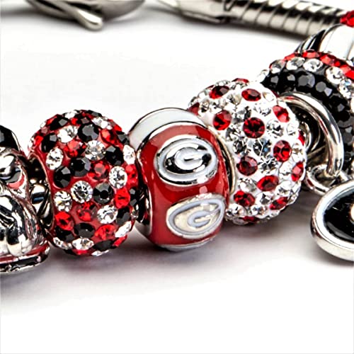 University Of Georgia Charm | Uga Red Round Bead Charm | Officially Licensed University Of Georgia Jewelry | Uga Charms | Georgia Bulldogs| Uga Jewelry | Georgia Charms | Stainless Steel #TOP4