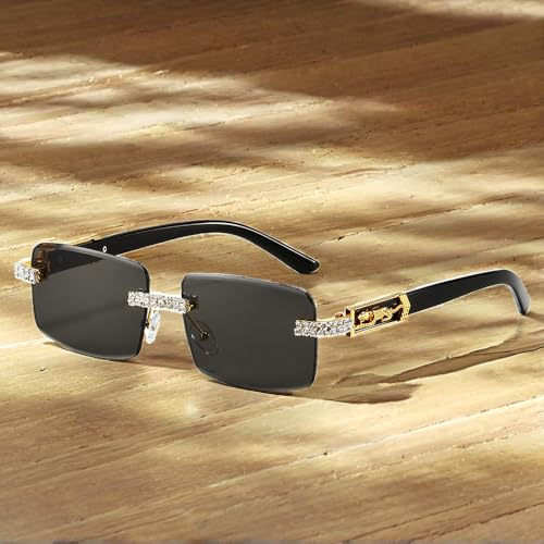 1PC Square Retro Sunglasses, Cute Frameless Beach Shades, Protection for Daily Wear & Travel