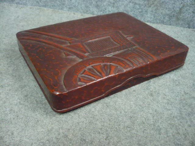 Amazon.co.jp: 鎌倉彫 硯箱 [B31578] 高さ4.5cm 縦24cm 横19cm 木製