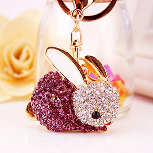 Cute Rabbit Shape Crystal Rhinestone Sparkling Keychain Bag Pendant Handbag Charm for Women Girls3