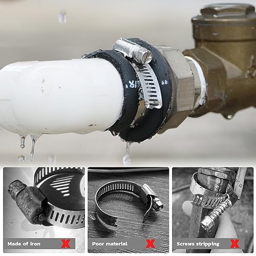 OURU 175PCS Hose Clamps Stainless Steel Assortment Adjustable 1/4"-2"(6-51mm) Worm Gear Hose Clamp, Heavy Duty Metal Small Hose Clamps for Automotive, Pipe, Radiator Plumbing, Fuel Line by OURU - Image 5