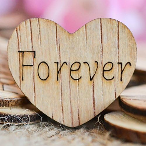 Forever Wood Heart Confetti 1" - Rustic Wedding Decor