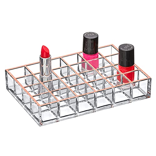 Amazing Abby - Allure Romantic - 24-Slot Acrylic Lipstick Organizer, Lipstick Holder, Lip Gloss Organizer, Cosmetic Storage Display, Perfect Storage Solution For Drawer, Vanity, Bathroom, And More #TOP6