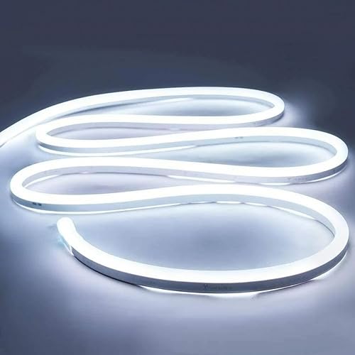 Miniatura 6 de Tira de luces LED de neón, 6500 K blancas de 12 V16.4 pies, difusor flexible, silicona impermeable cortable y flexible, para decoración, iluminación