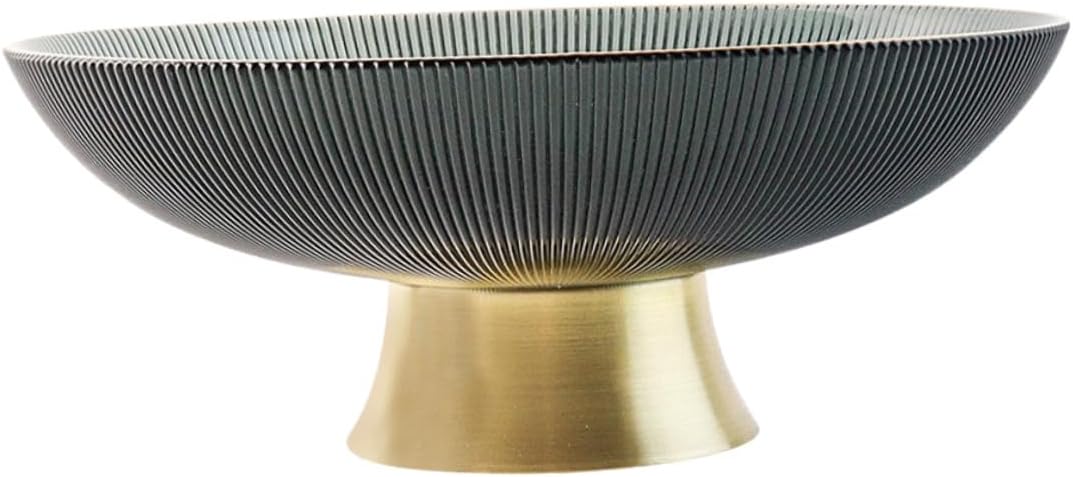 FUOYLOO Glass Fruit Bowl with Pedestal for Kitchen Countertop Tall Glass Snacks Plate and Household Fruit Tray for Living Room Storage and Serving