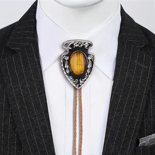 Image of Btilasif Bolo Tie Brown for Men, Scorpion Luminous Stone Cowboy Tie Western Leather Necktie Necklace for Women
