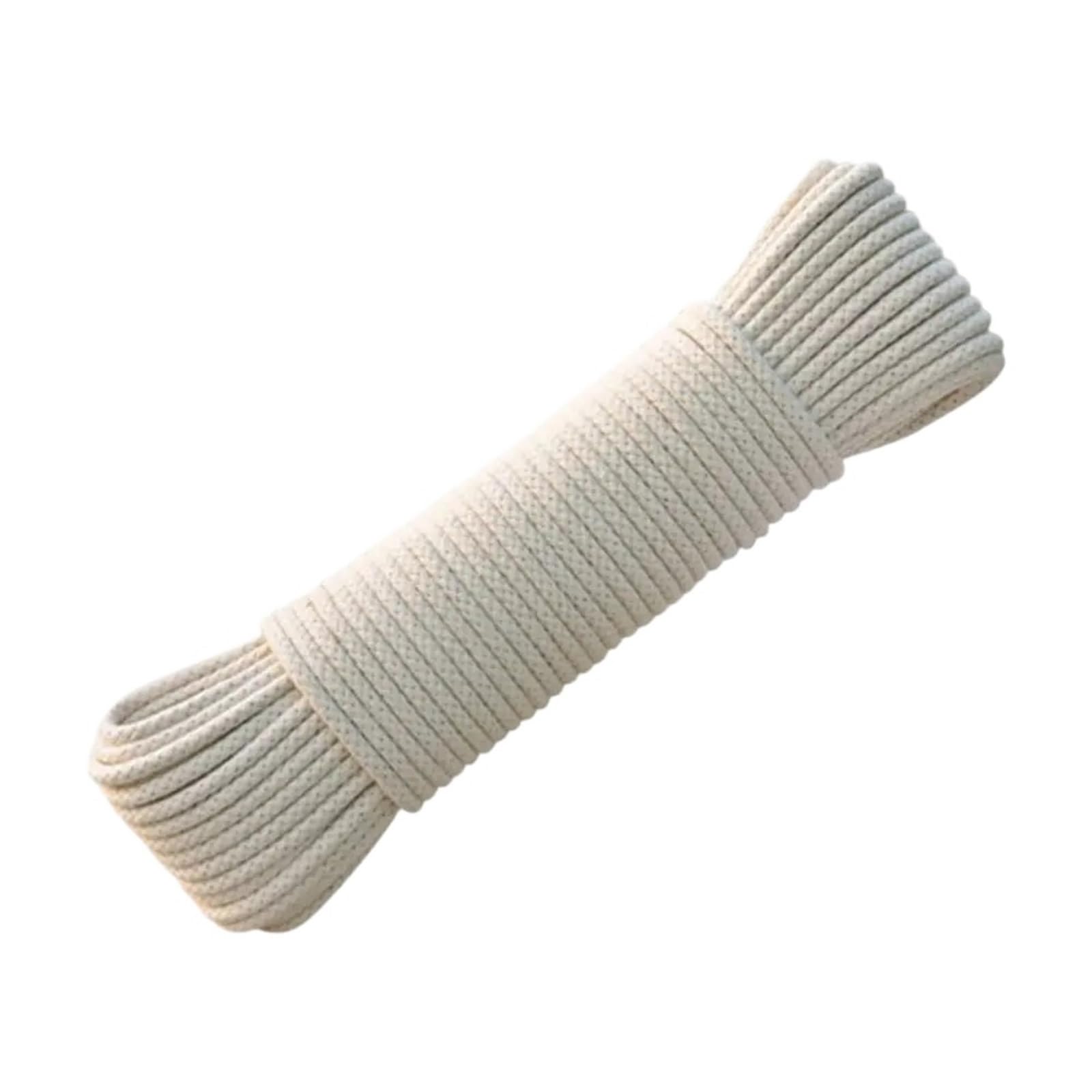 Laundry Line Durable Strong Cotton Rope Soft Clothes Drying Braided Outdoors Balcony Garden(30M)