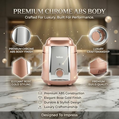 Image of Indicon Turbo 1300W Copper Motor Mixer Grinder with 3 Stainless Steel Jar 3-Speed Control, Heavy Duty for Grinding, Blending & Juicing, (Rose Gold) (Rose Gold)
