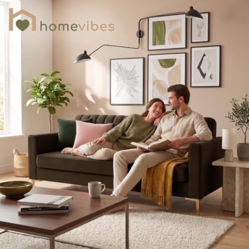 Image of Velum 3 Seater Sofa for Living Room & Office | Premium Fabric Upholstery | Solid Wood Frame | Comfortable Seating | 3 Years Warranty (Dark Brown, 3 Seater Sofa)