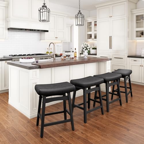 Image of PHI VILLA Counter Height Bar Stools Set of 3, Solid Wood Barstools