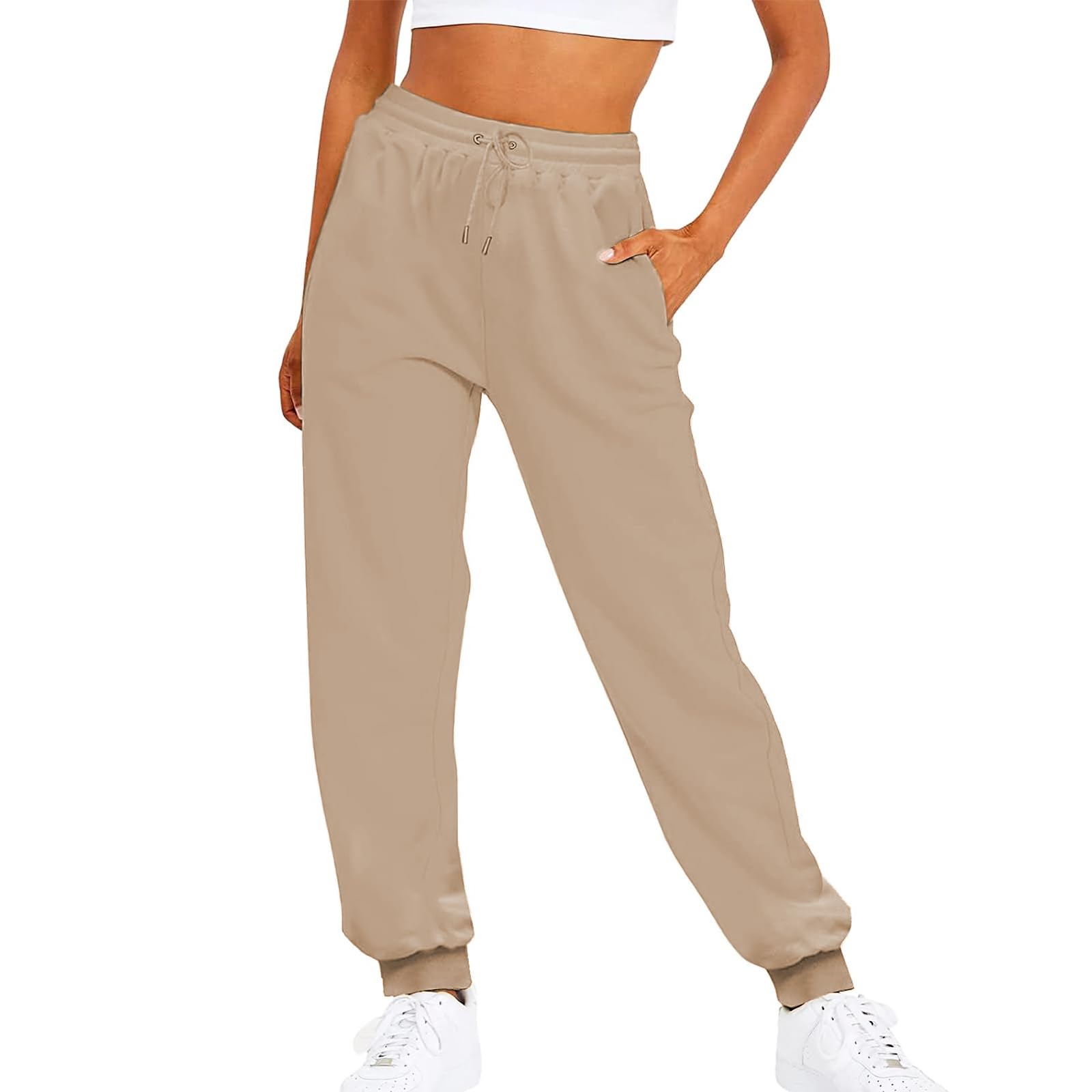Joggers for Women Casual Fleece Baggy Sweatpants Jogger Pants with Pockets Drawstring Cinch Bottom Sweatpants