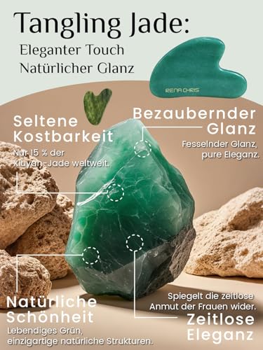 Rena Chris Gua Sha Stein, 100% natürliche Gua Sha Stein für Schwellungen und Straffung, Guasha Massagesteine für Hautpflegeroutine, Gua Sha Gesichtsmassage auch für Augen und Körper（Grüner Aventurin） 3