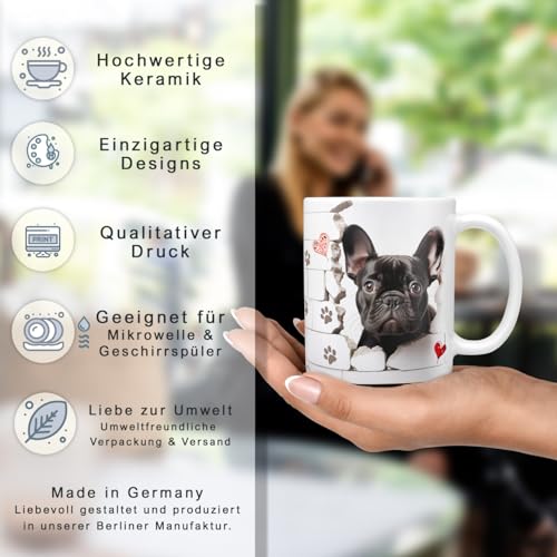 Hunde-Tasse: französische Bulldogge schwarz | Haustier | Kaffee-Tasse | Geschenk für Hundeliebhaber Hundebesitzer | Haustierliebe | Geschenkidee | Keramik 330ml | French Bulldog Geschenktasse