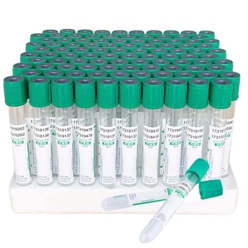 HpLNDas Tubo De Vidrio Desechable para RecoleccióN De Sangre Al VacíO, 100 Unidades, 3/5/10 Ml (Heparina SóDica/Litio), para RecoleccióN De Muestras De Sangre En Laboratorio.,Heparin-Lithium-3ml