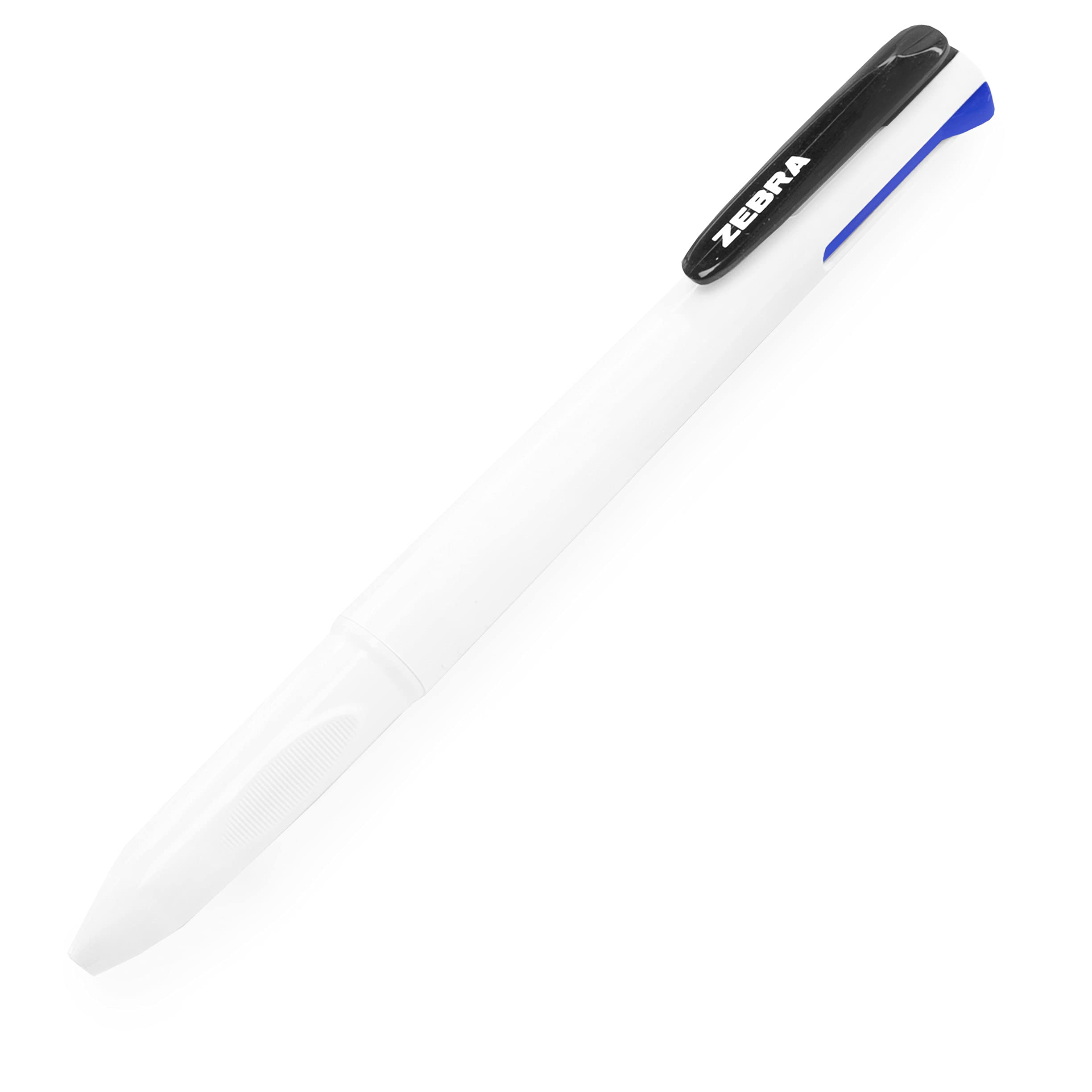 Zebra Z-Grip Elegance 4-in-1-Kugelschreiber, einziehbar, 1,0 mm, weißer Schaft, Schwarz, Blau, Rot, Grün