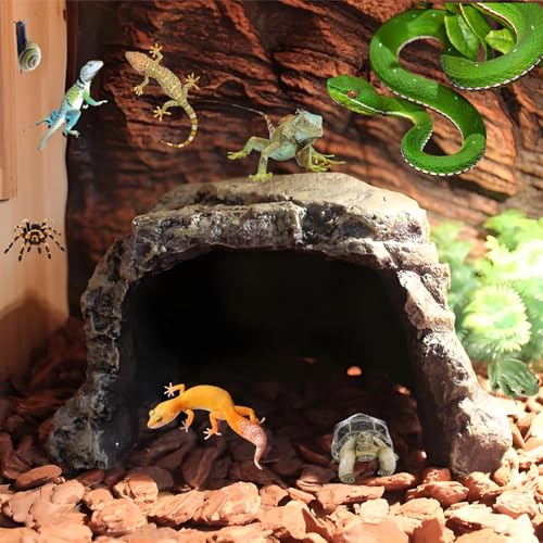 Reptile Cave, 6.5 Inches Width Bearded Dragon Tank Decorations Sn...
