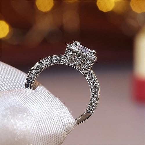 925 Sterling Silver Shiny Full Diamond Gemstone Ring Cubic Zirconia Rings CZ Diamond Multi Row Ring Eternity Engagement Wedding Band Ring for Women (US Code 9)4